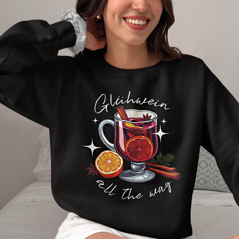 Foute Kerst Trui Gluhwein All The Way Zwart