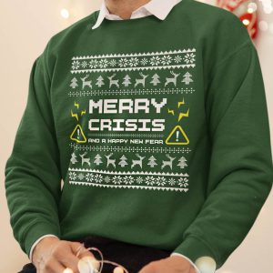 Foute Kerst Trui Groen Man Merry Crisis And A Happy New Fear
