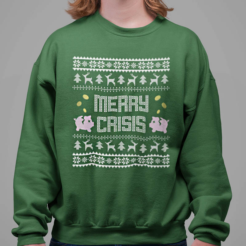 Foute Kerst Trui Man Groen Merry Crisis Piggybank