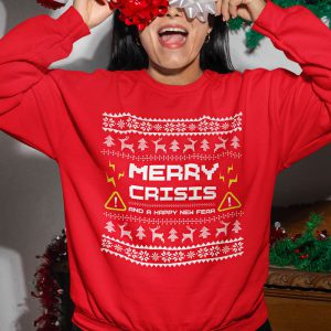 Foute Kerst Trui Rood Vrouw Merry Crisis And A Happy New Fear