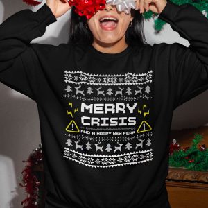 Foute Kerst Trui Zwart Vrouw Merry Crisis And A Happy New Fear
