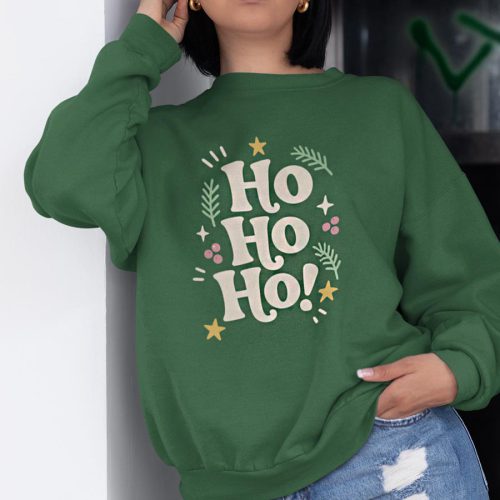 Donkergroene Kersttrui Ho Ho Ho Fun