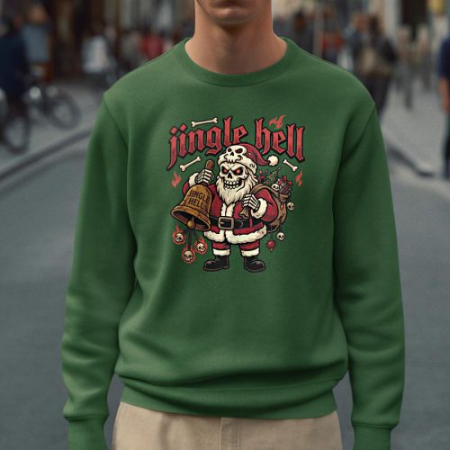 Donkergroene Kersttrui Jingle Hell