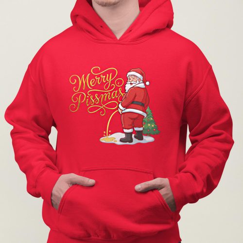 Foute Kerst Hoodie Rood Merry Pissmas