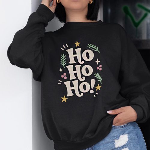 Zwarte Kersttrui Ho Ho Ho Fun
